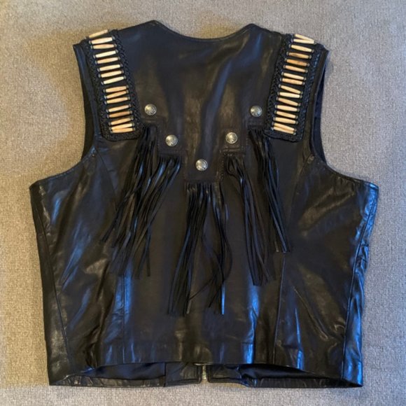 TRIBE AMERICA BUCKSKIN "Warrior" VEST Size 48 BLACK - Picture 5 of 9